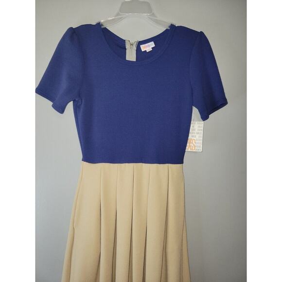 LulaRoe Amelia Womens XS Fit Flare Back Zip Colorblock Short Sleeve Knee Dress - Picture 3 of 15